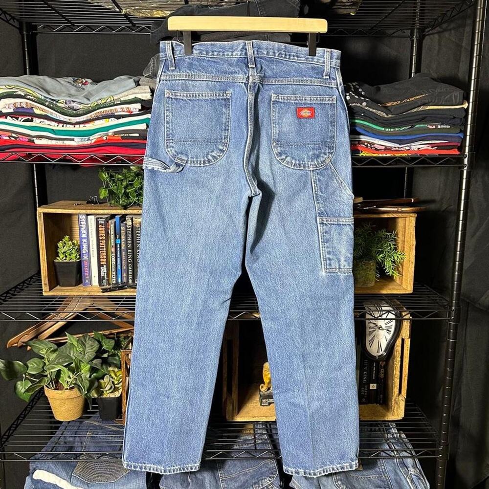 Vintage Y2K Dickies Carpenter Jeans Blue Denim Relaxed Fit Baggy Pants Men 30x32